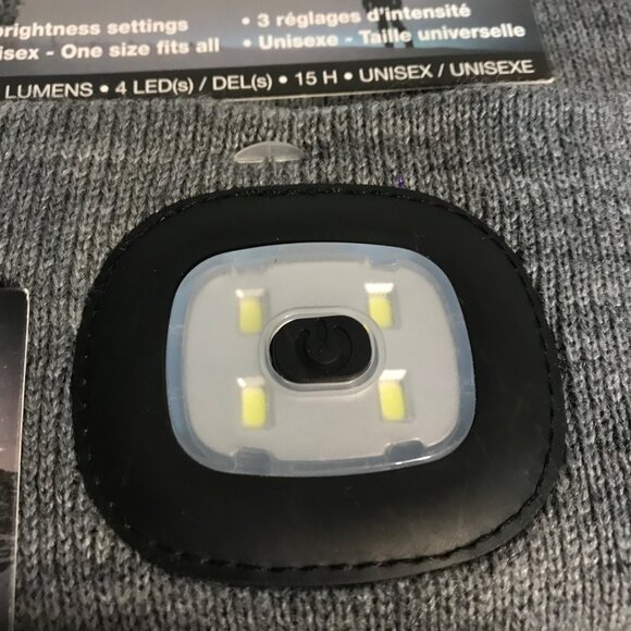 Ultra Bright LED Beanie Cap 3 Brightness Levels Unisex Grey One Size - Picture 5 of 5